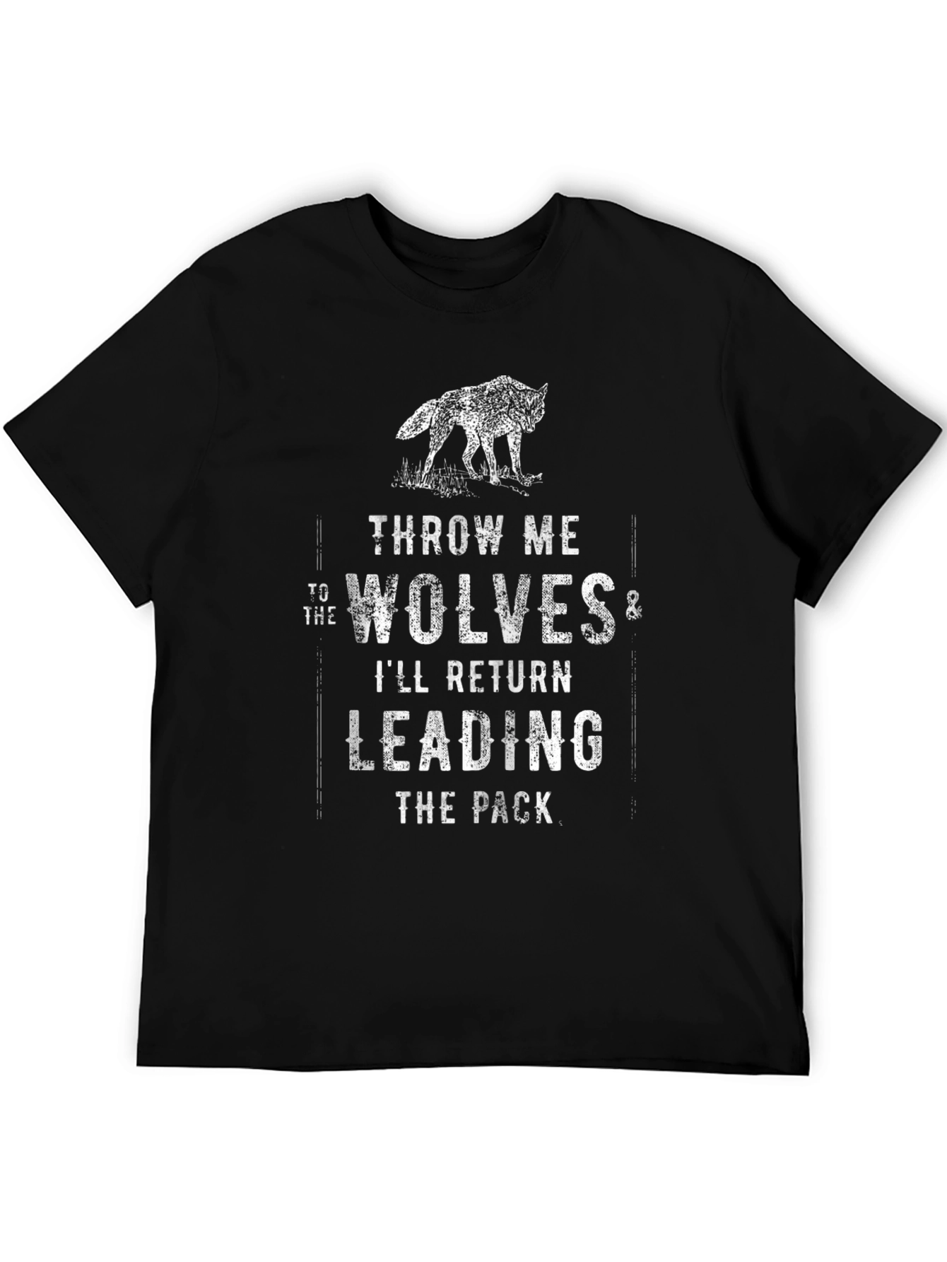 Throw Me to The Wolves Mens Black Graphic T-Shirt