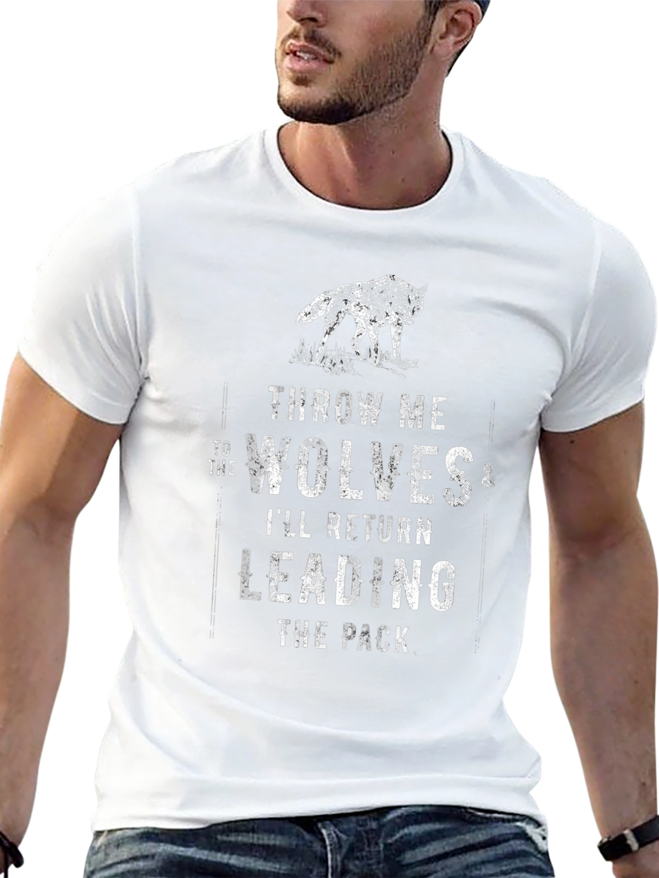 Throw Me to The Wolves Mens Black Graphic T-Shirt