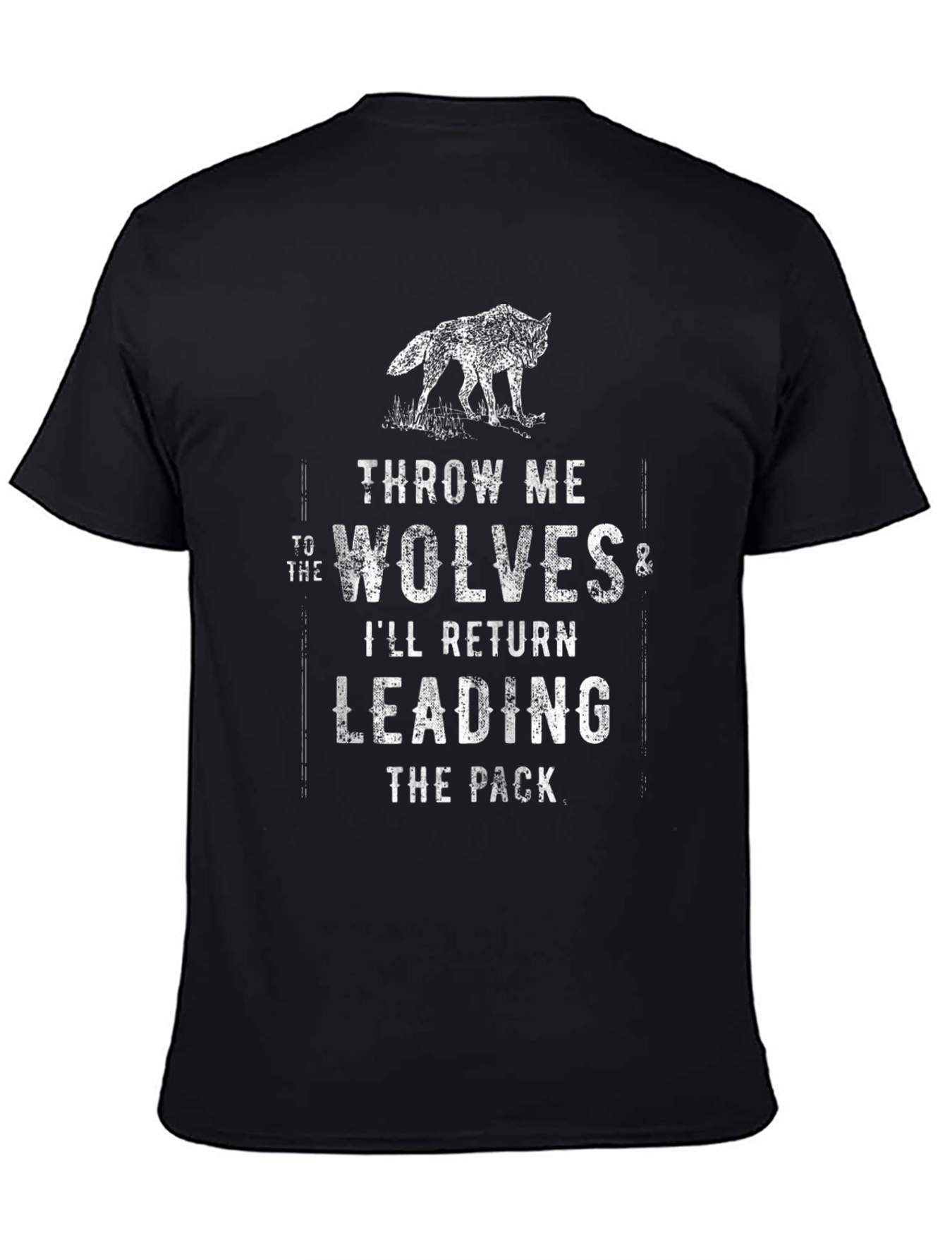 Throw Me to The Wolves Mens Black Graphic T-Shirt