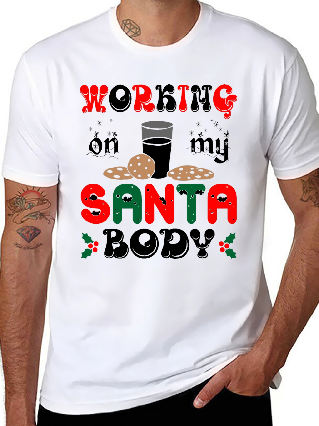 Funny Working On My Santa Body Christmas T-Shirt
