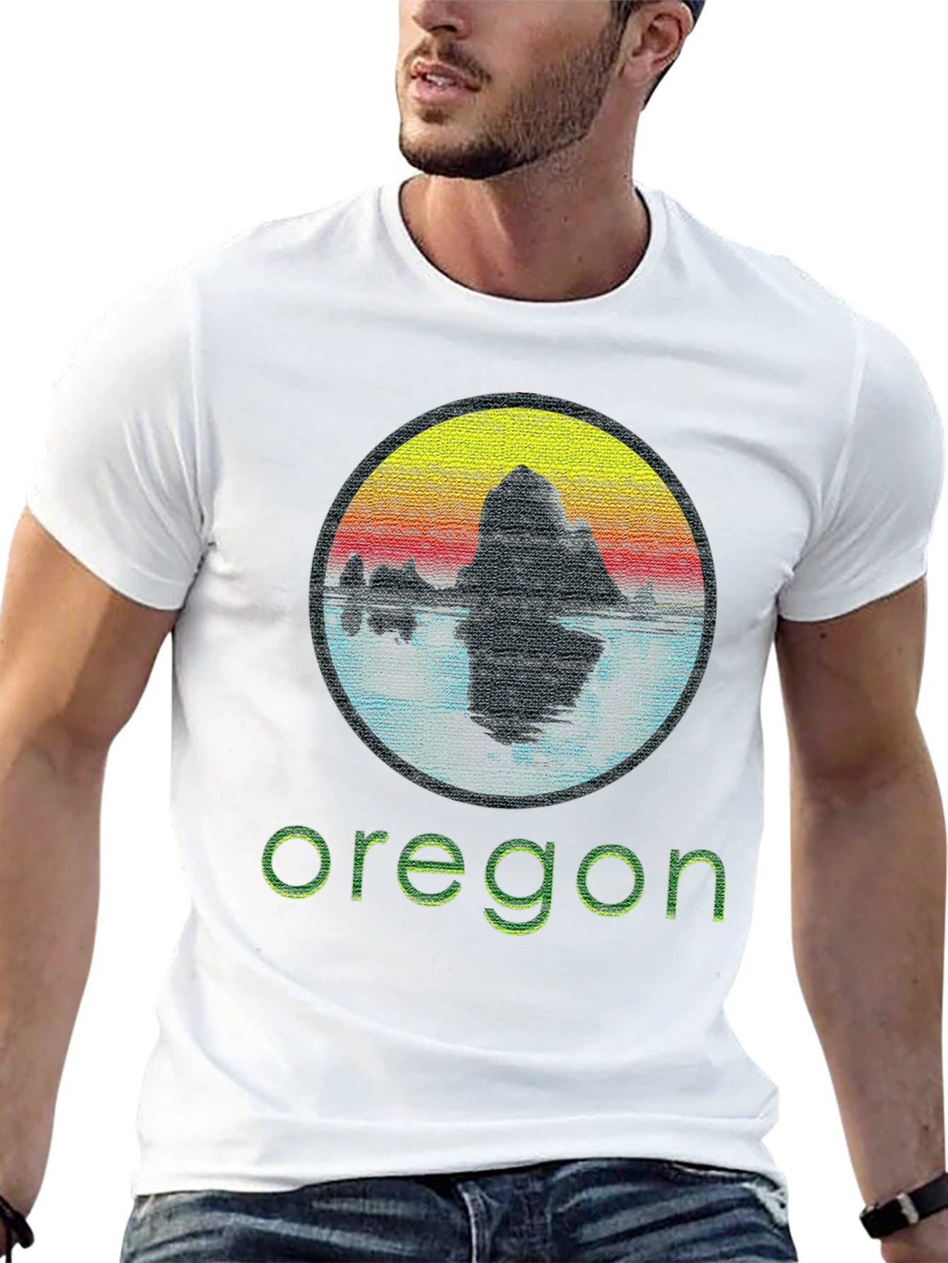 Oregon Graphic Tee - Retro Sunset Design
