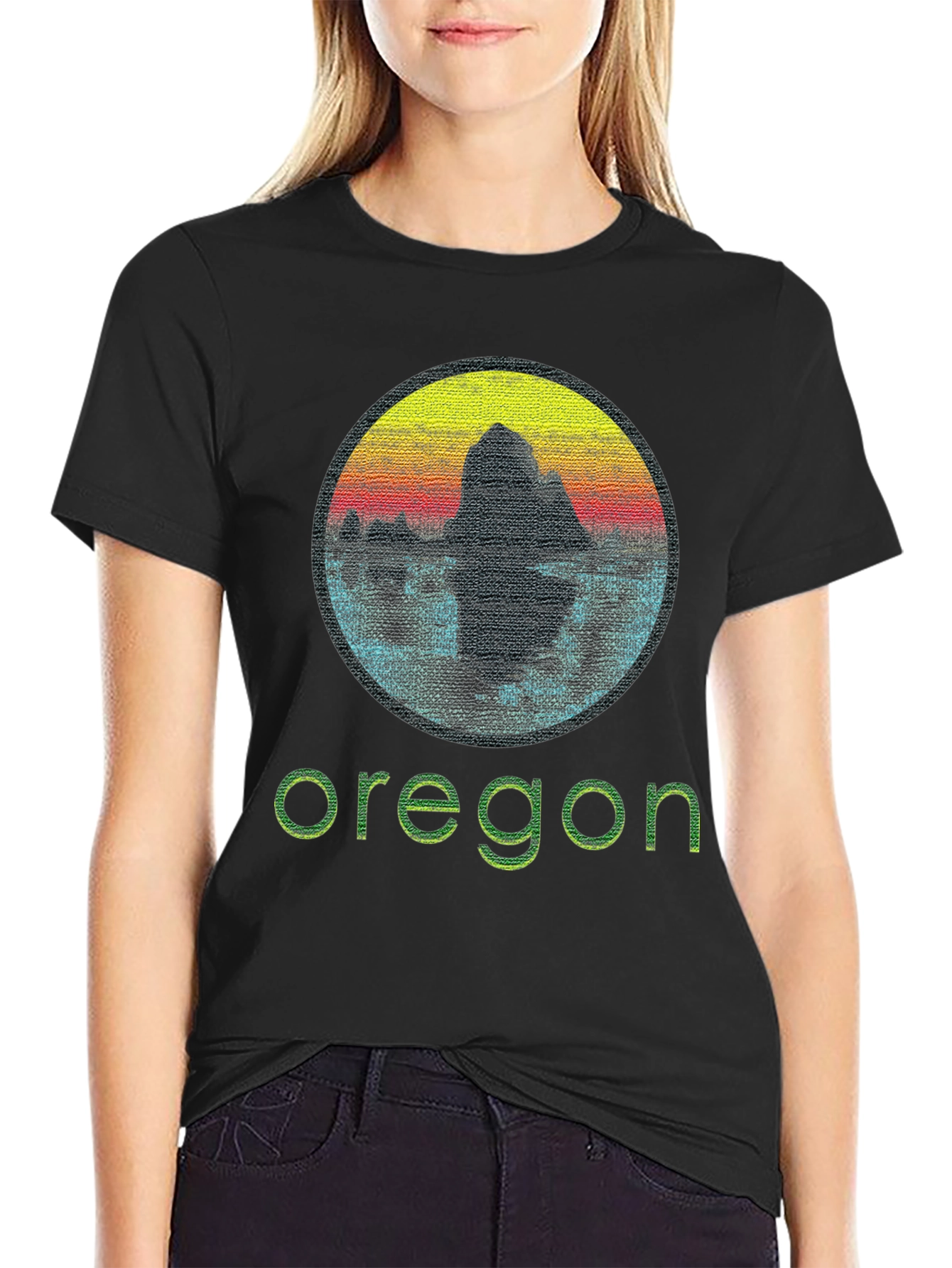 Oregon Graphic Tee - Retro Sunset Design