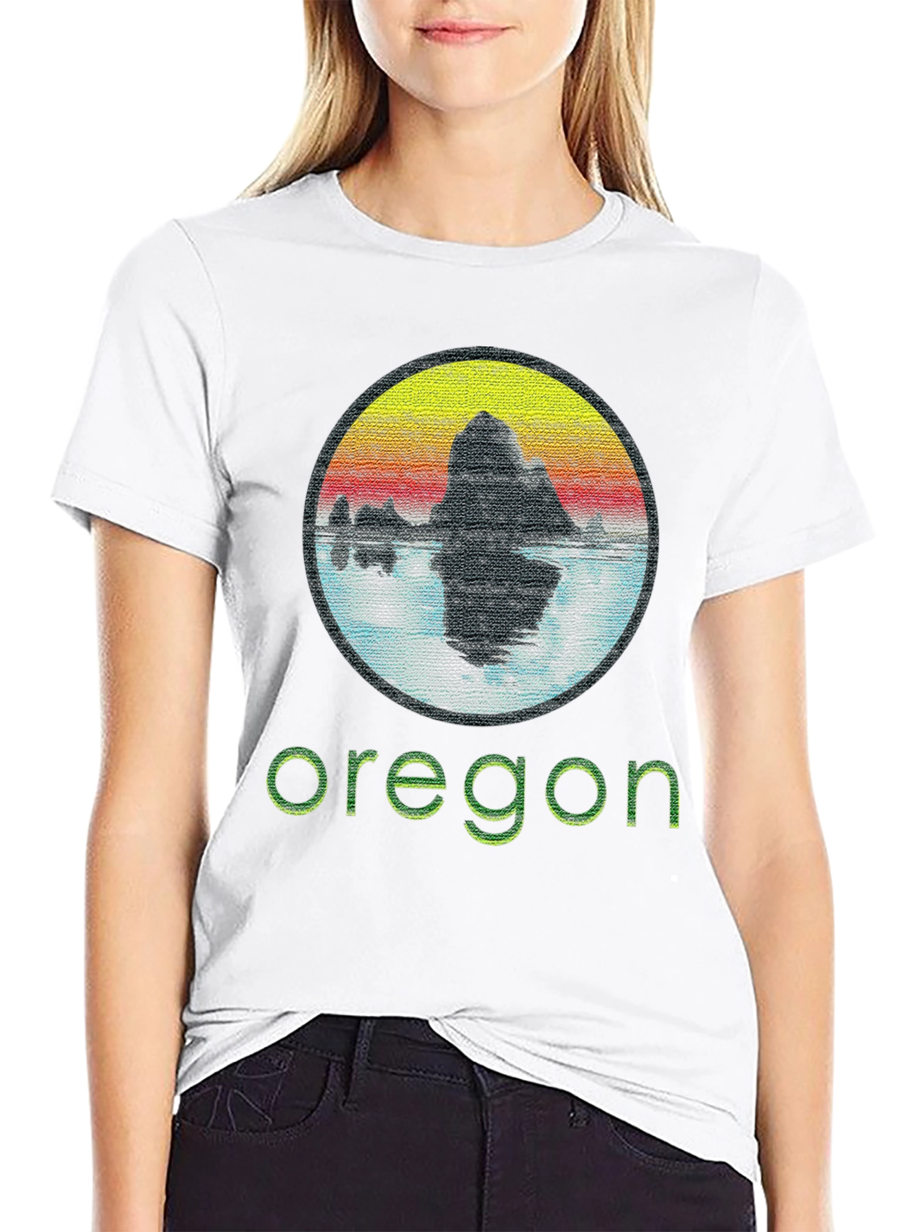 Oregon Graphic Tee - Retro Sunset Design