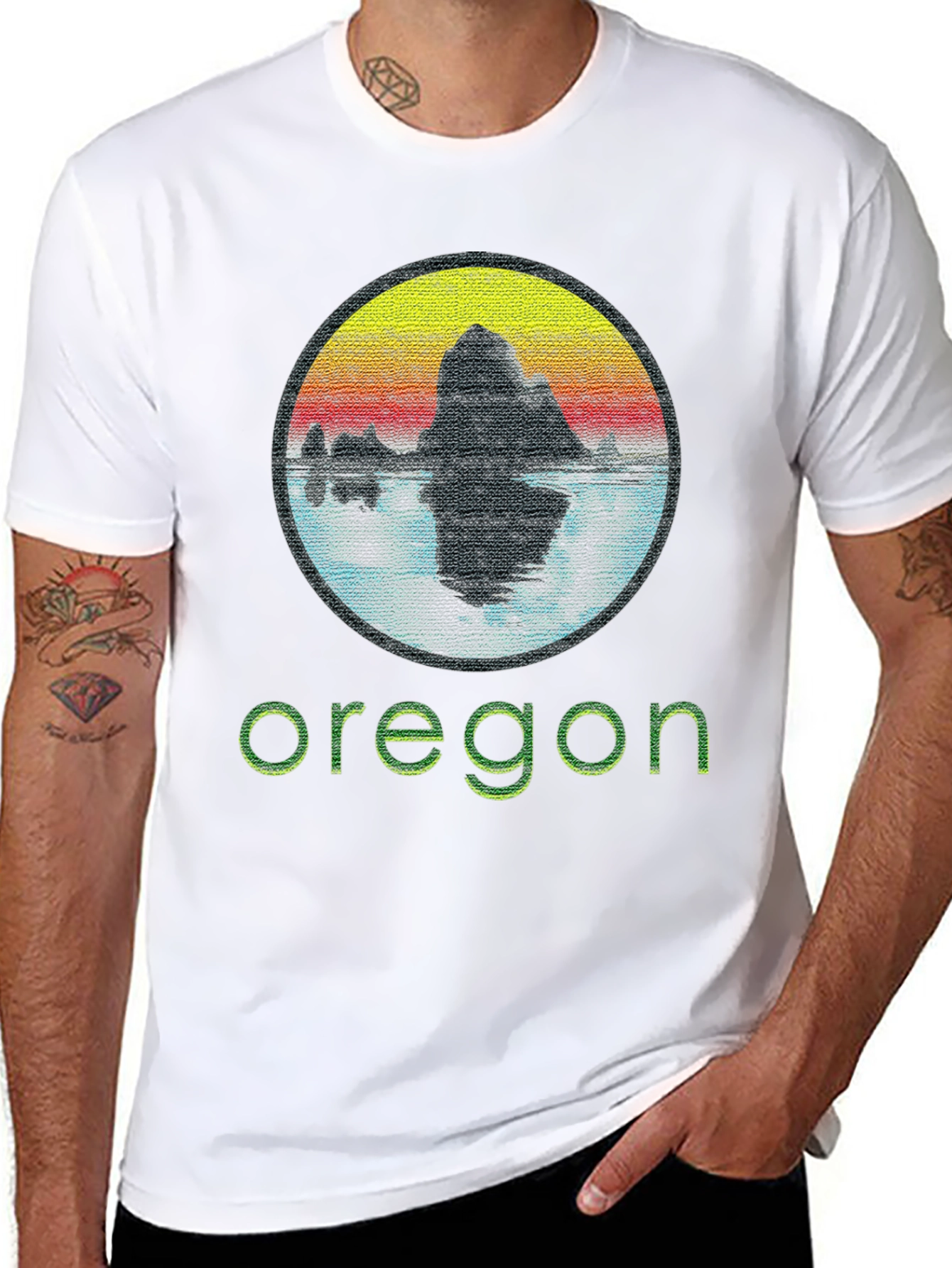 Oregon Graphic Tee - Retro Sunset Design