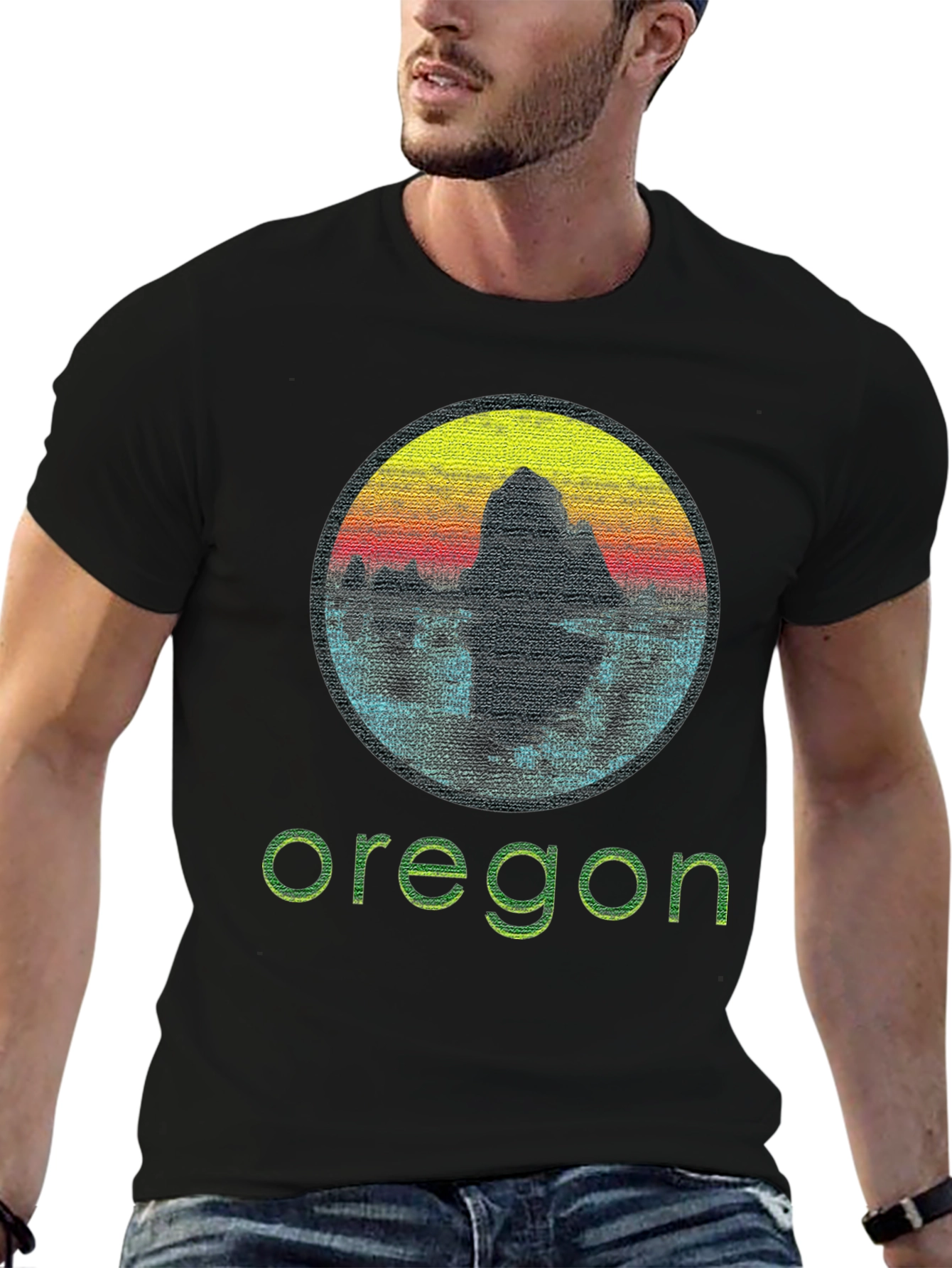 Oregon Graphic Tee - Retro Sunset Design
