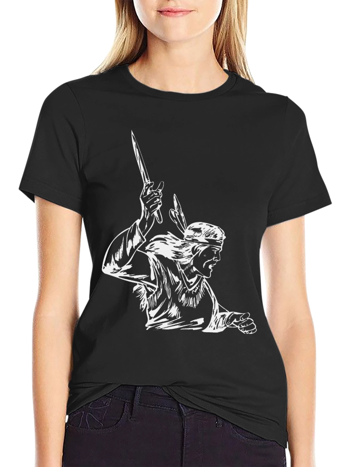Warrior Graphic Tee - Stylish Black Cotton T-Shirt