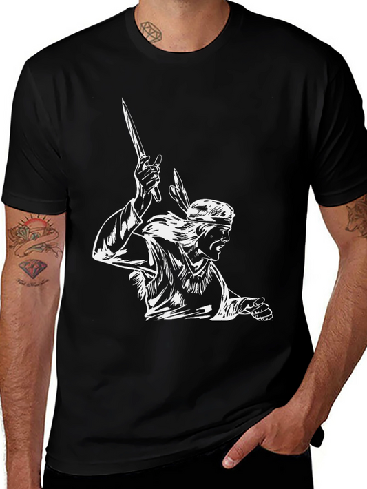 Warrior Graphic Tee - Stylish Black Cotton T-Shirt