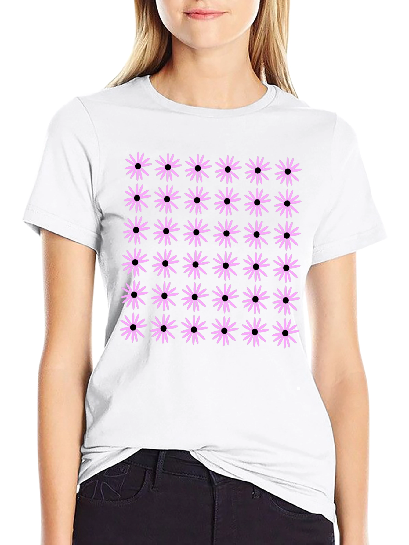 Black Floral Pattern T-Shirt