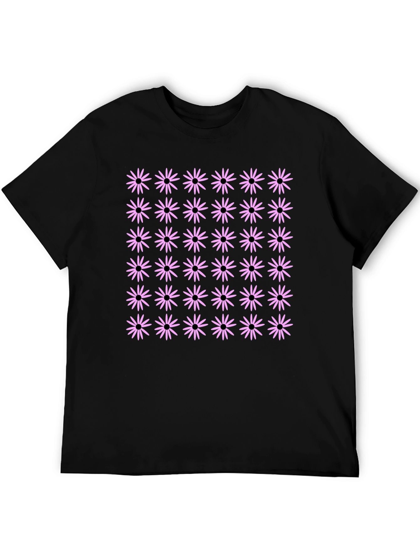 Black Floral Pattern T-Shirt