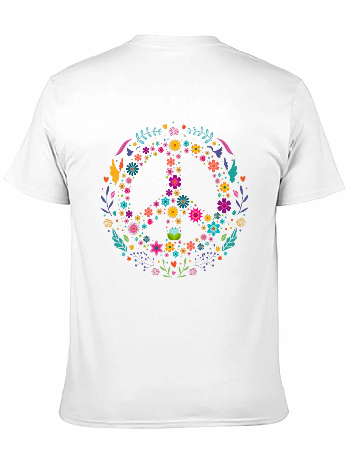 Floral Peace Sign Graphic Tee - Black
