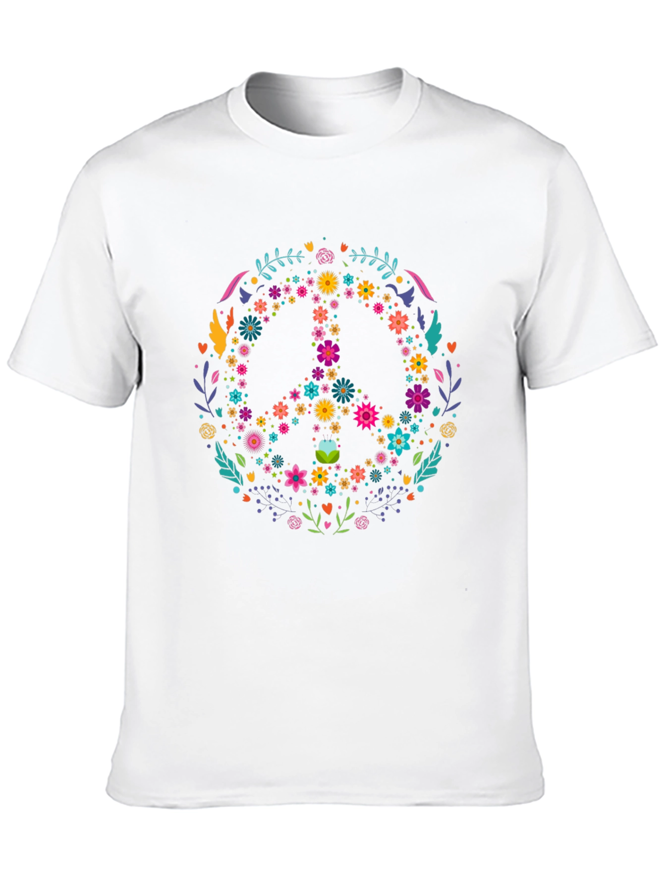 Floral Peace Sign Graphic Tee - Black