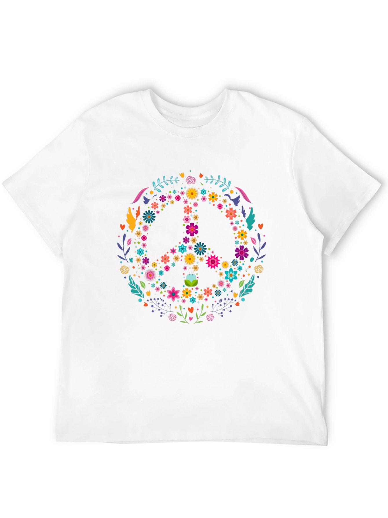 Floral Peace Sign Graphic Tee - Black