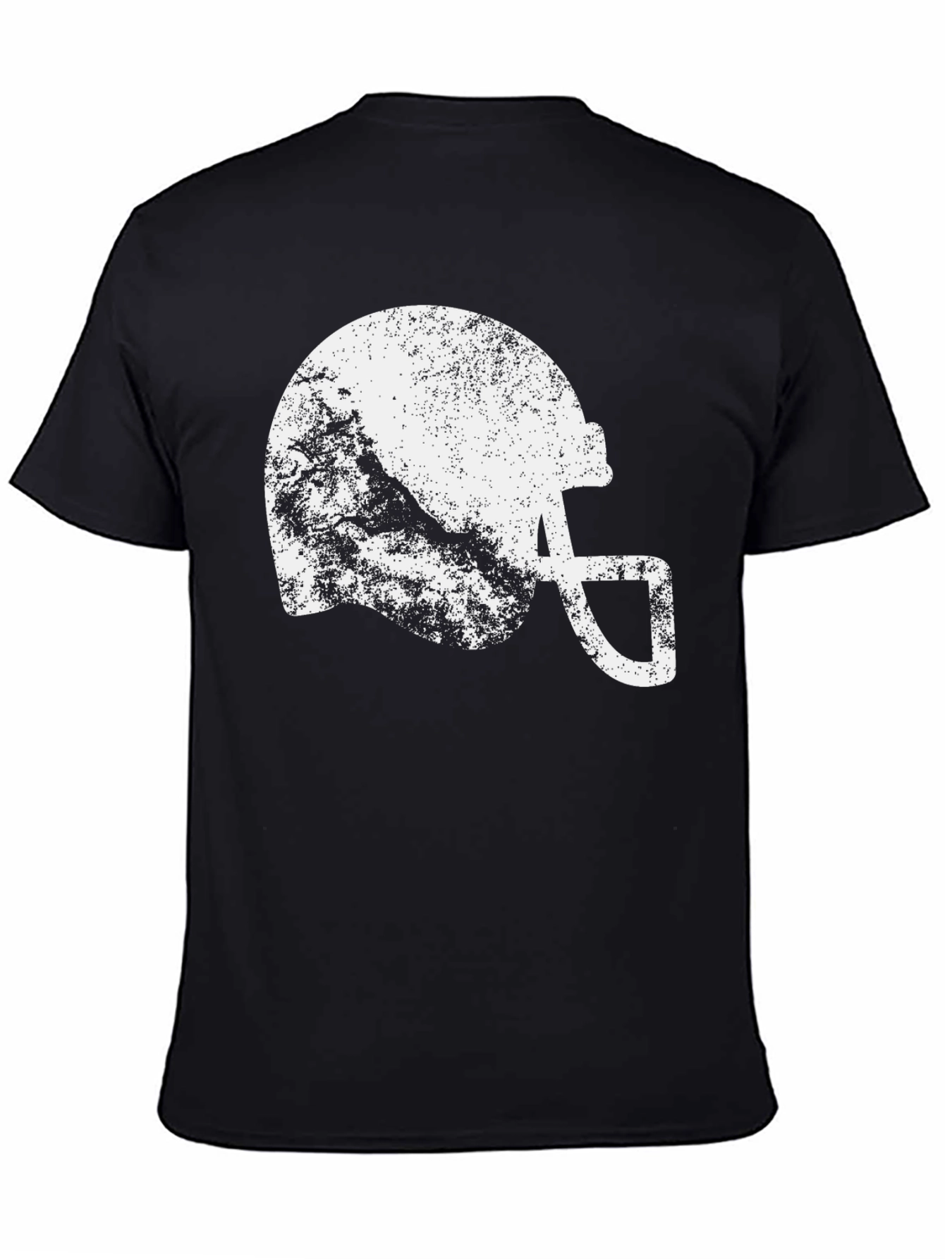 Distressed Football Helmet Graphic Tee - Black
