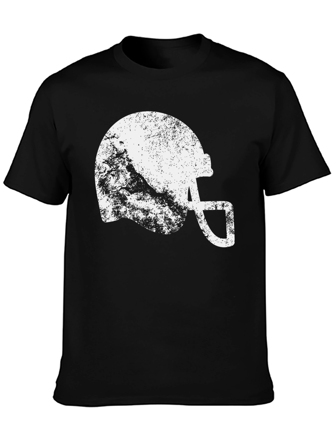 Distressed Football Helmet Graphic Tee - Black
