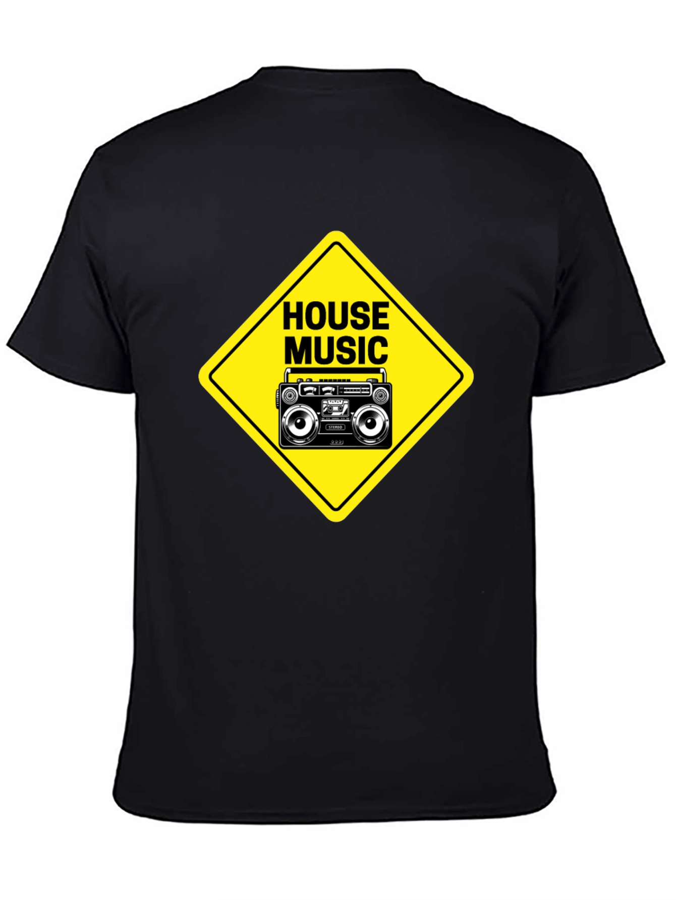 House Music Boombox Graphic Tee - Black