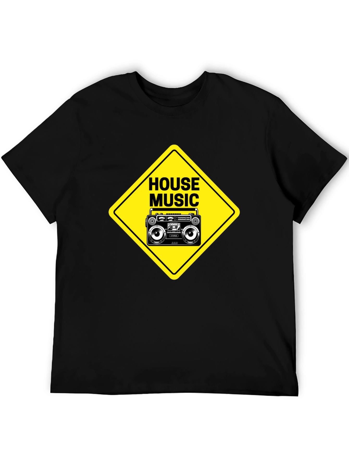 House Music Boombox Graphic Tee - Black