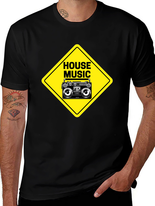 House Music Boombox Graphic Tee - Black