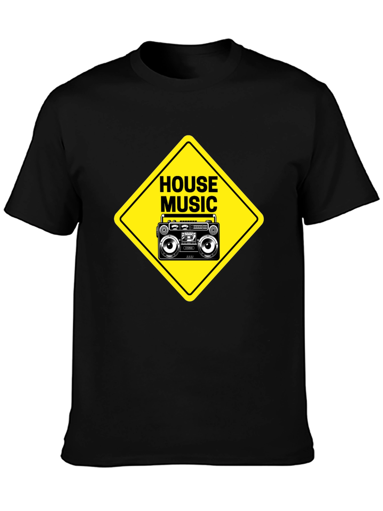 House Music Boombox Graphic Tee - Black