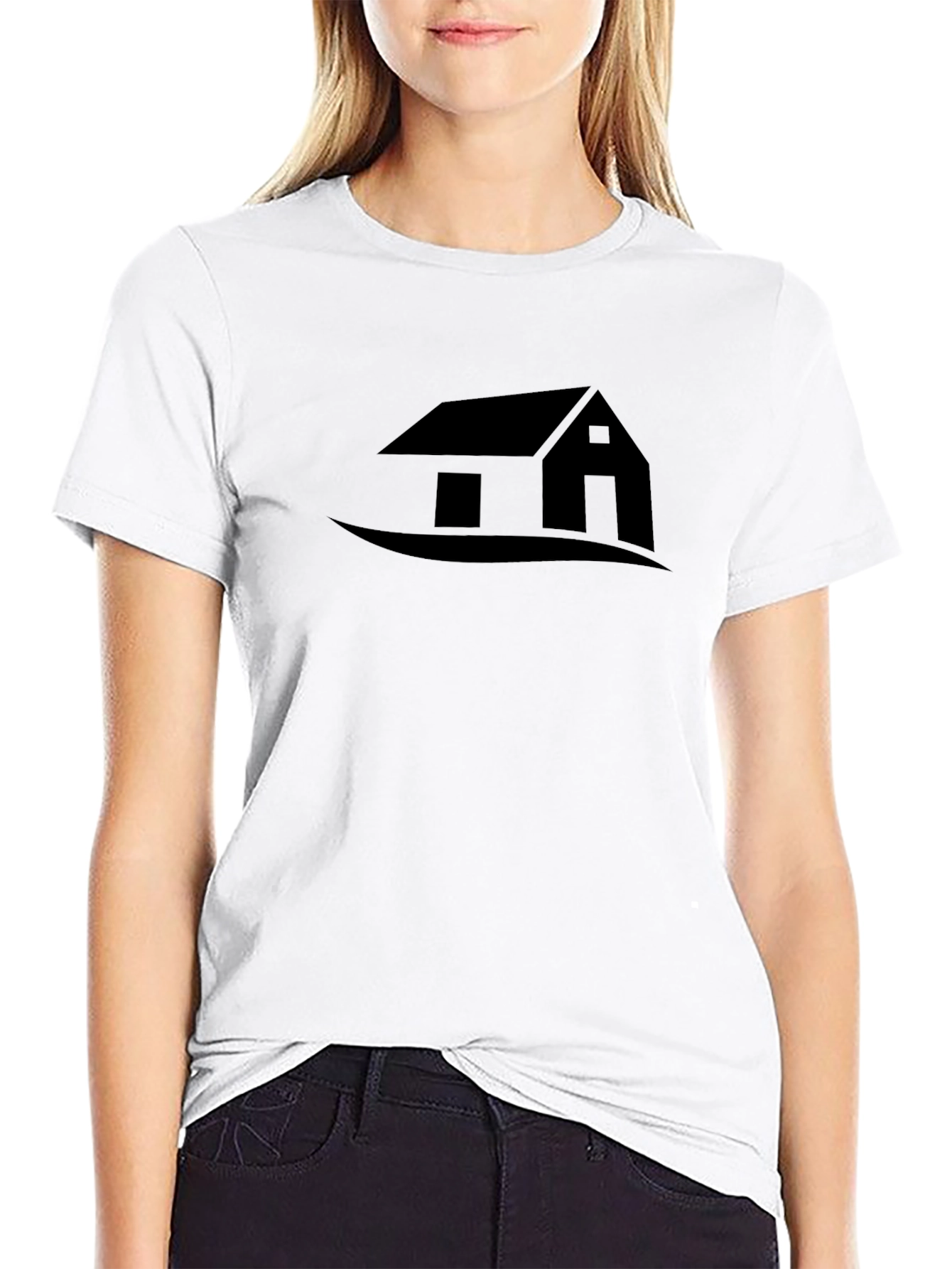 Modern Black T-Shirt with House Graphic Tee
