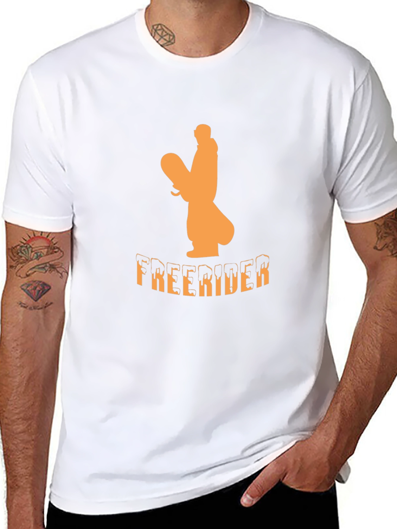Freerider Snowboarder Graphic Tee - Black Cotton Blend