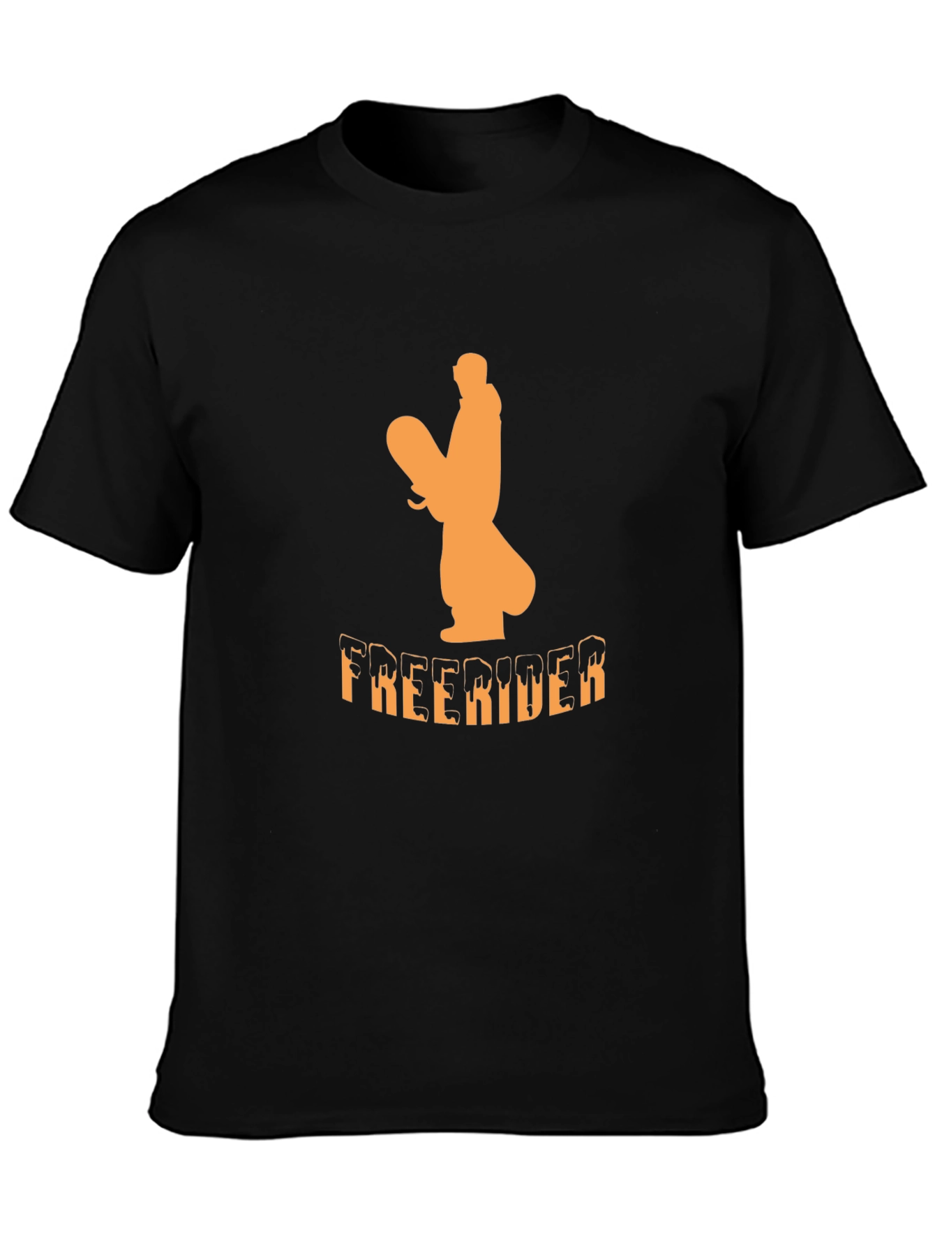 Freerider Snowboarder Graphic Tee - Black Cotton Blend