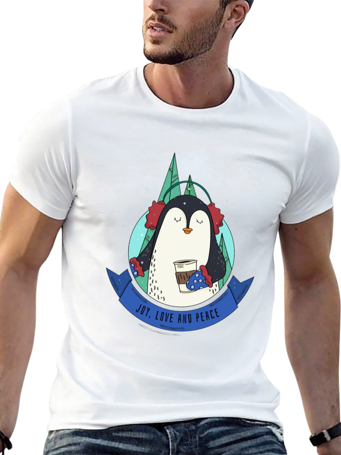 Joy Love and Peace Penguin Graphic Tee