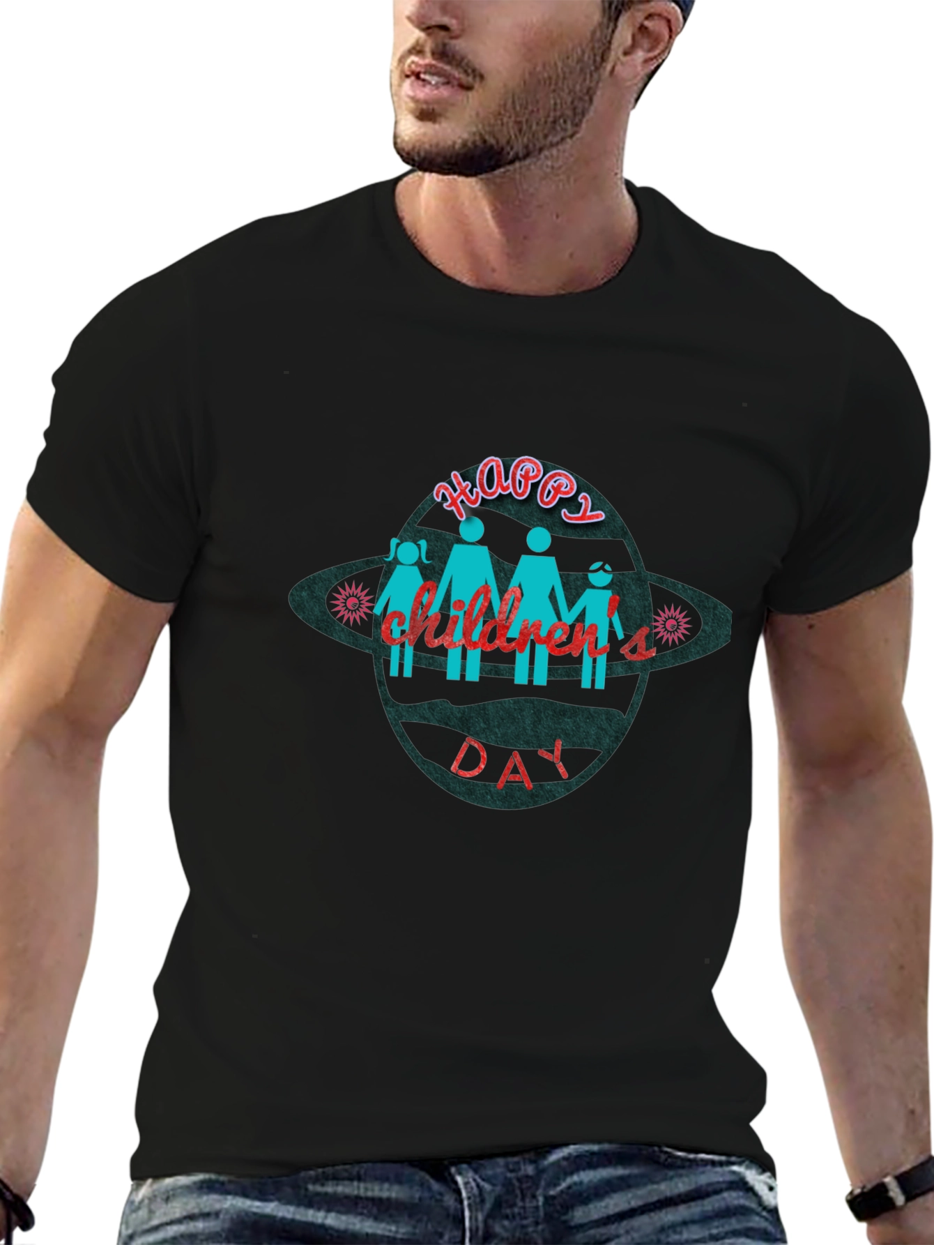 Happy Childrens Day Black T-Shirt