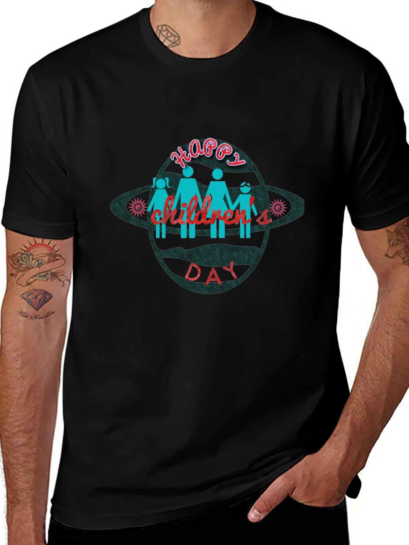 Happy Childrens Day Black T-Shirt