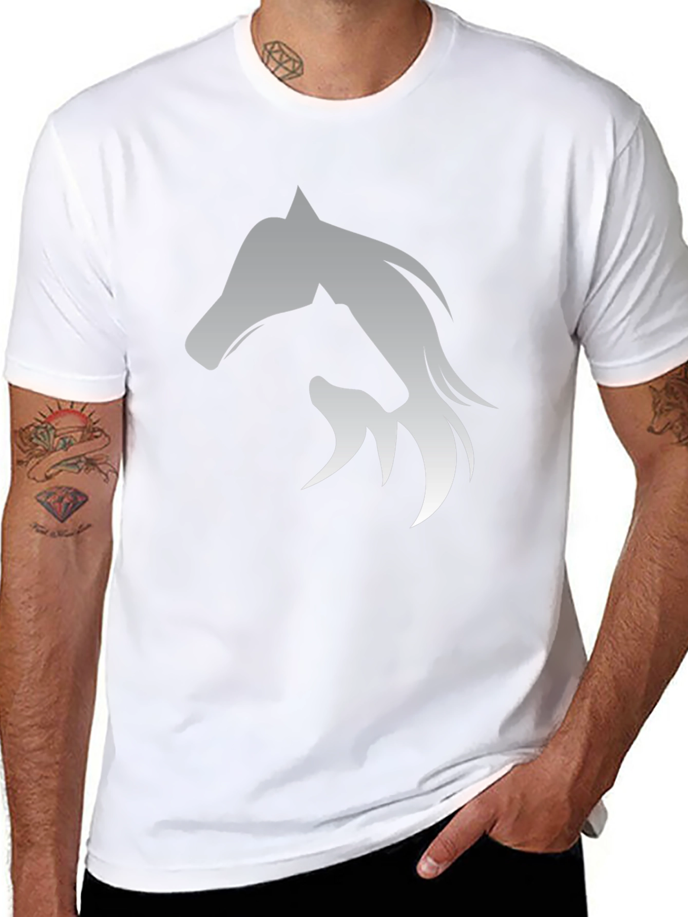 Horse Silhouette Graphic Black T-Shirt