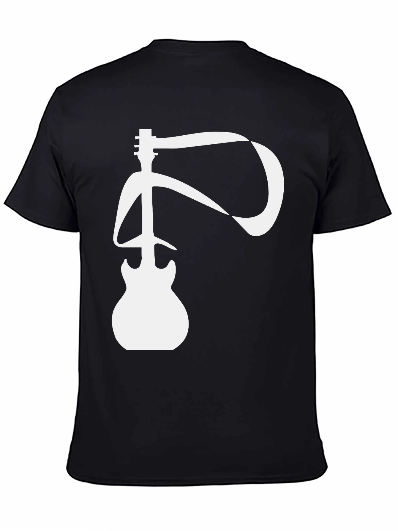 Guitar Ribbon Graphic T-Shirt - Black Cotton Tee