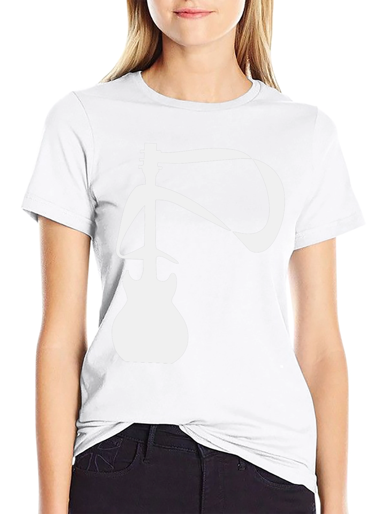 Guitar Ribbon Graphic T-Shirt - Black Cotton Tee
