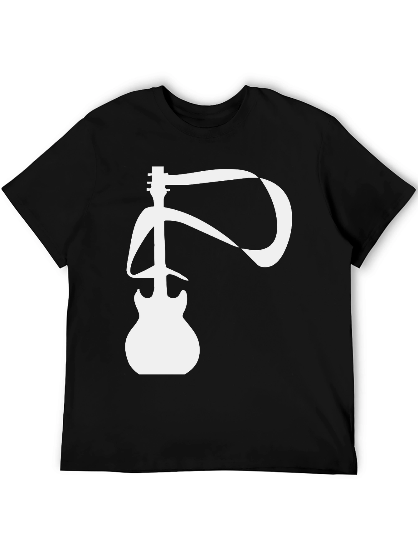 Guitar Ribbon Graphic T-Shirt - Black Cotton Tee