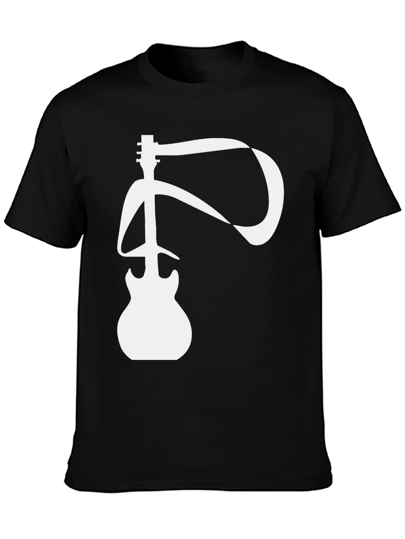 Guitar Ribbon Graphic T-Shirt - Black Cotton Tee