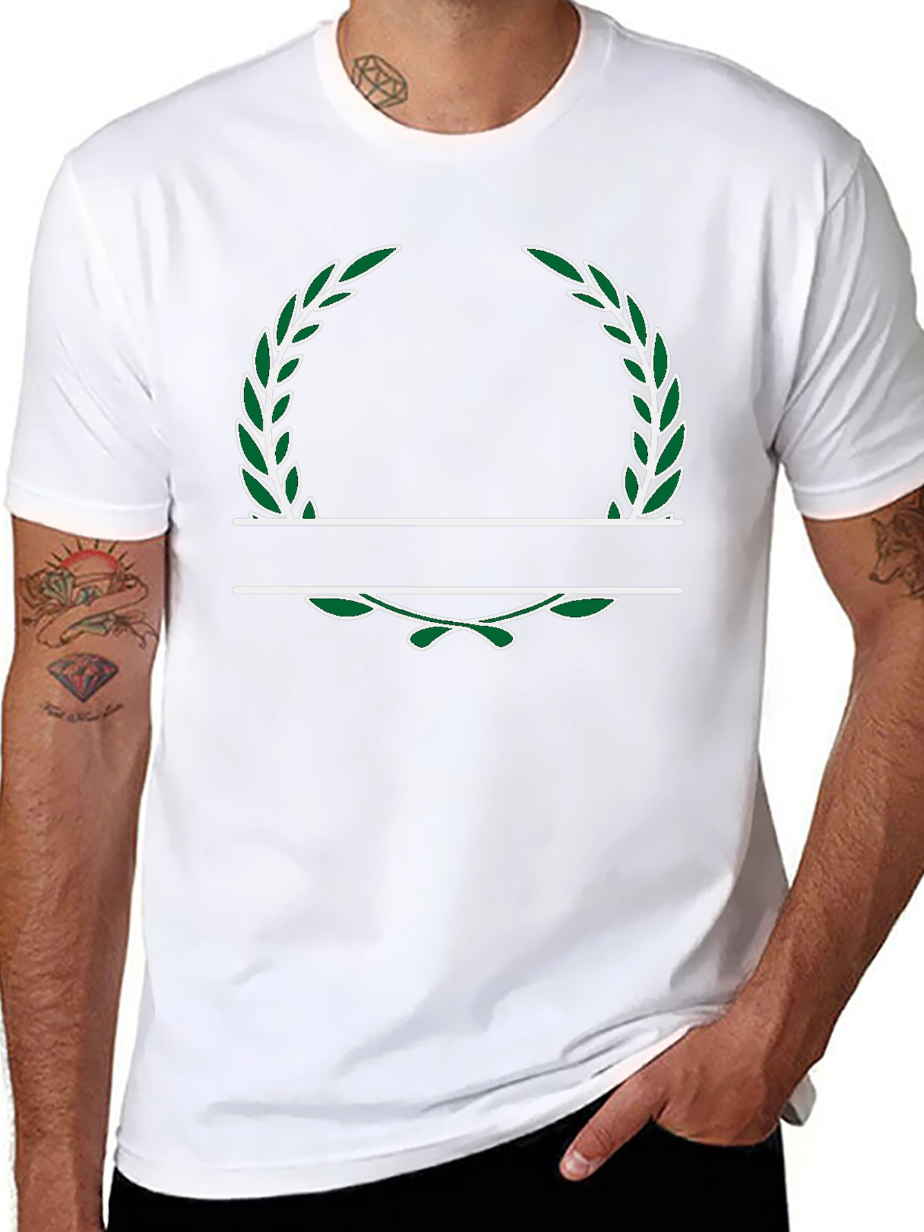 Personalized Laurel Wreath Black T-Shirt