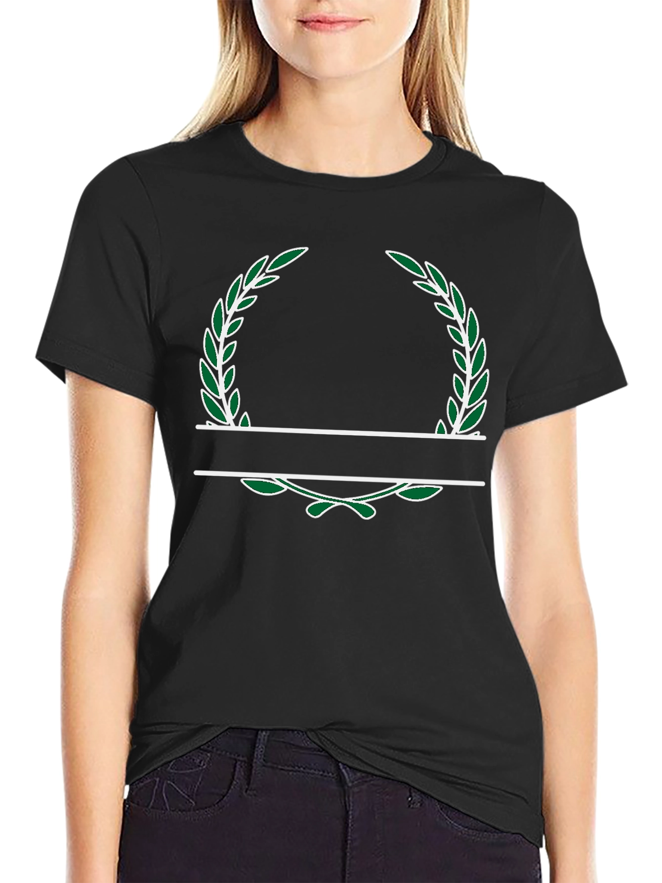 Personalized Laurel Wreath Black T-Shirt