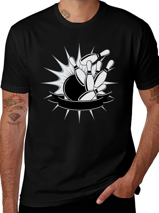 Bowling Strike Graphic T-Shirt - Mens Black Tee
