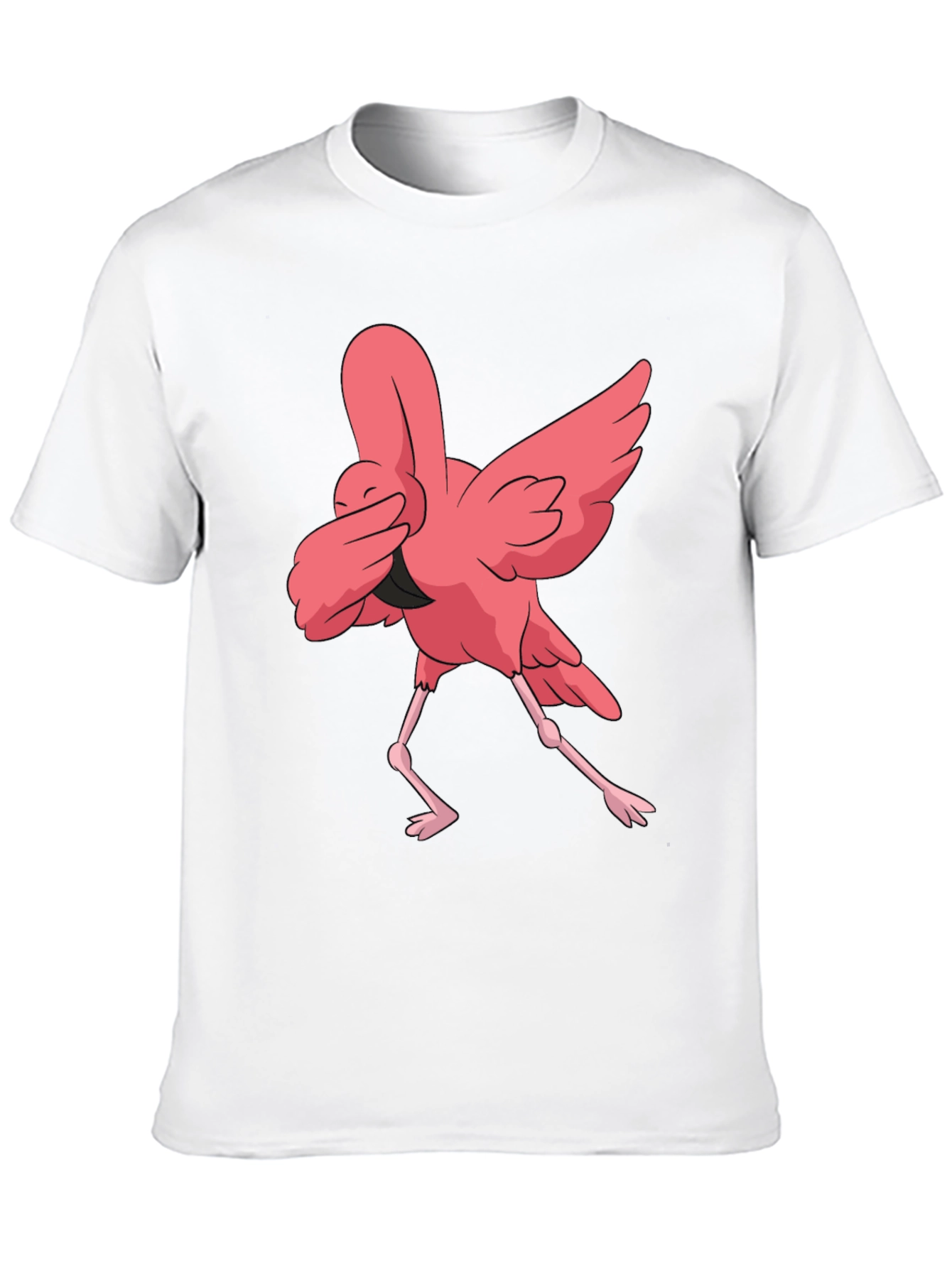 Dabbing Flamingo Graphic Tee - Black Cotton T-Shirt
