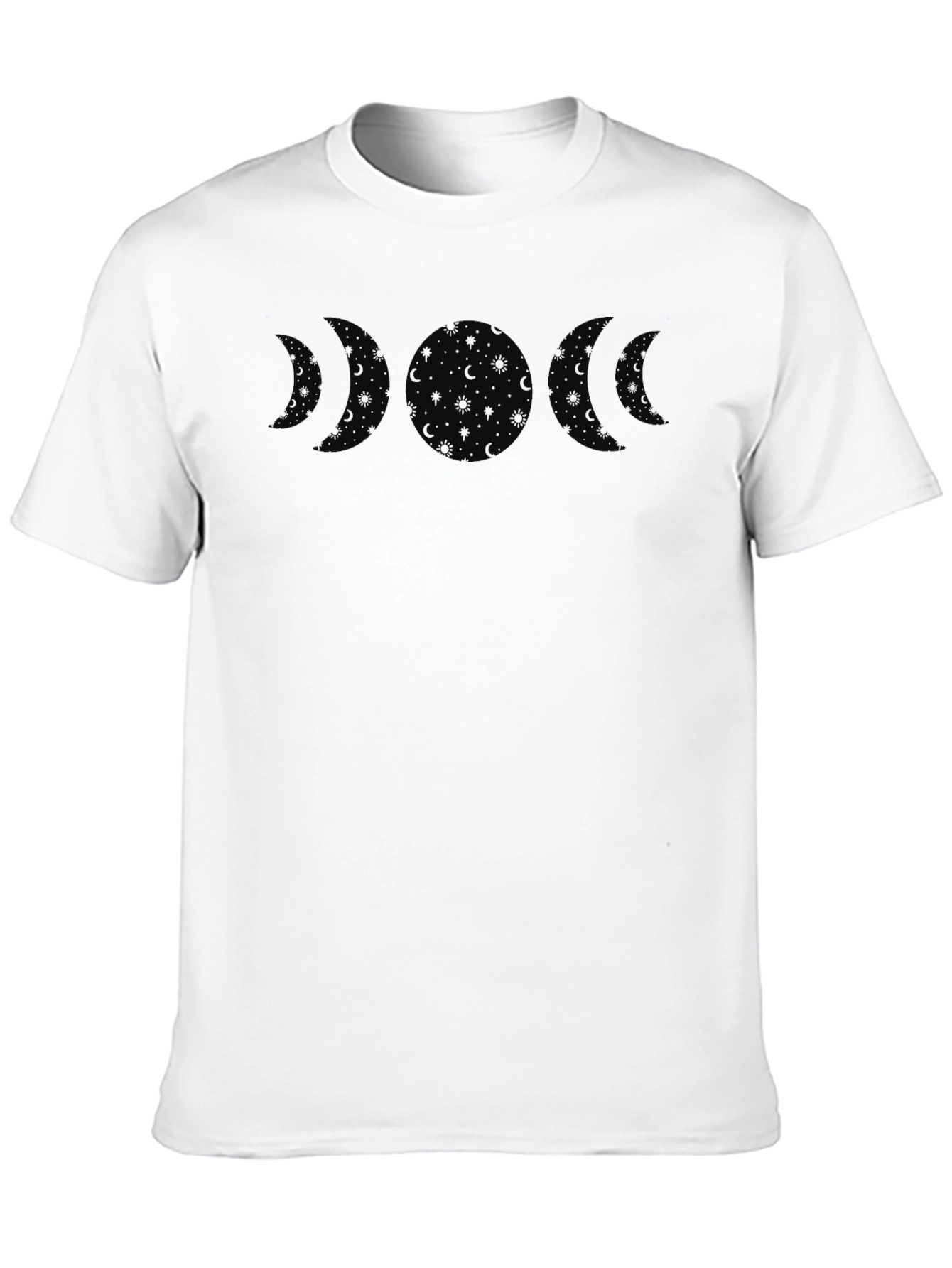 Lunar Phase Black Graphic Tee - Mens Crew Neck
