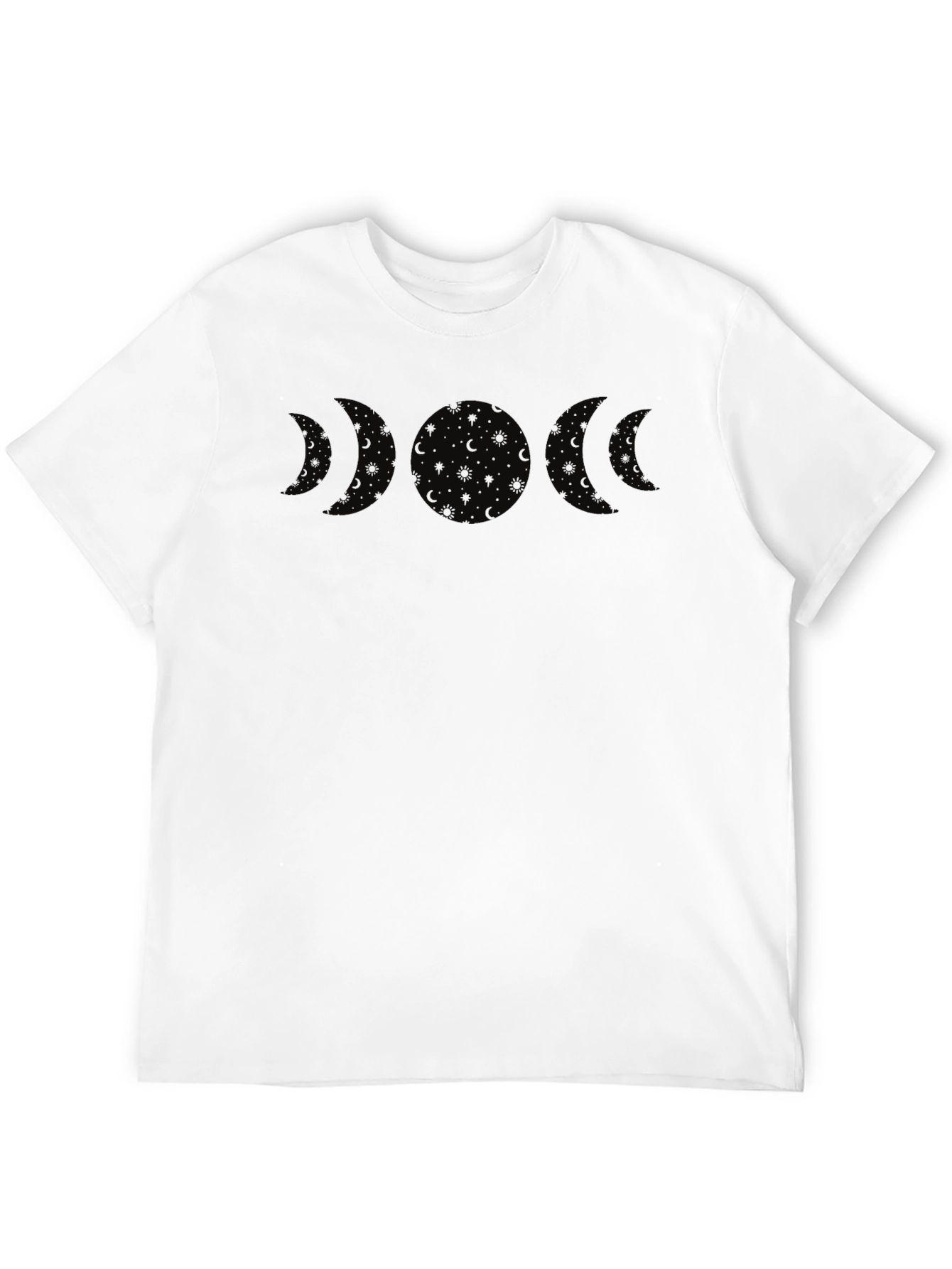 Lunar Phase Black Graphic Tee - Mens Crew Neck