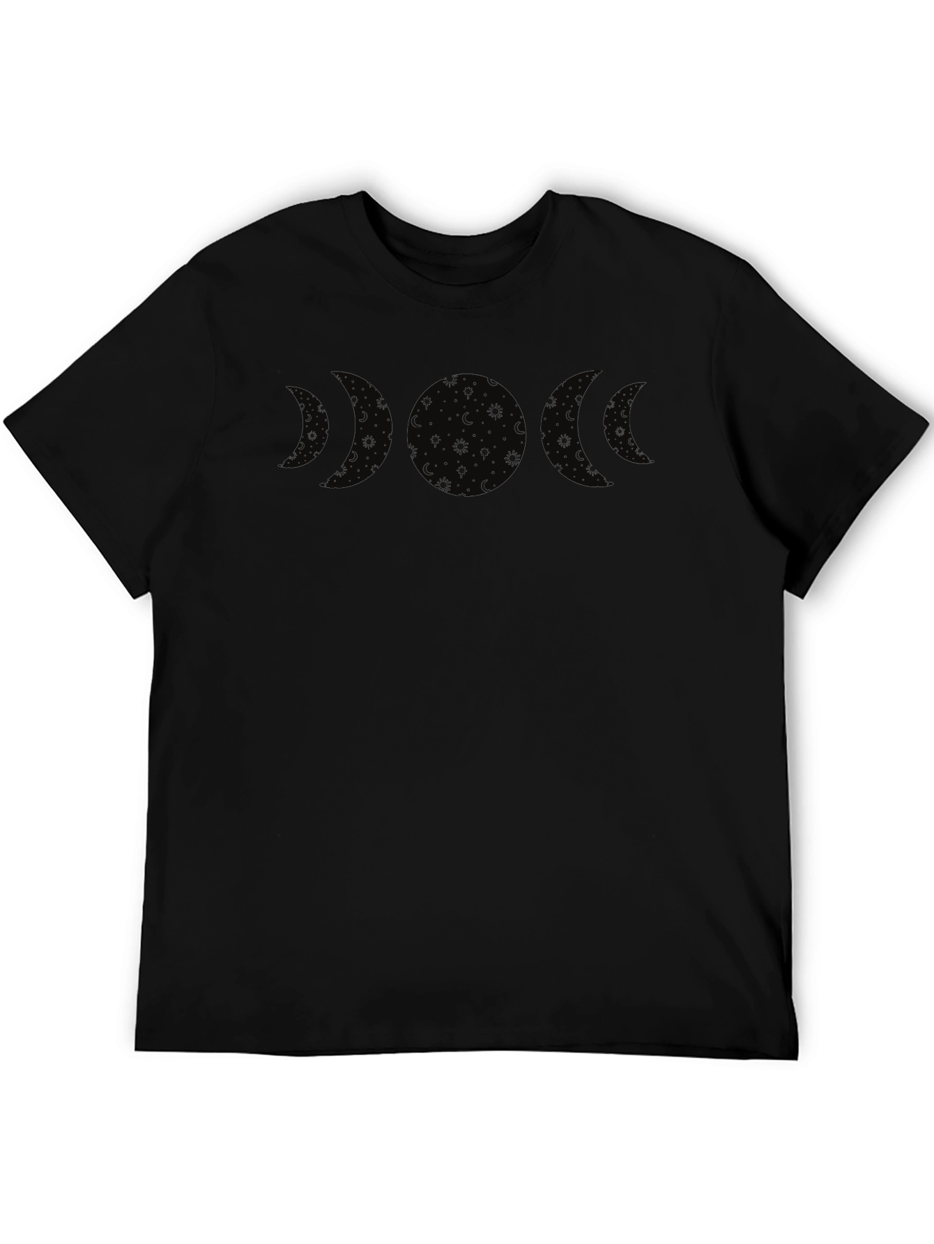 Lunar Phase Black Graphic Tee - Mens Crew Neck