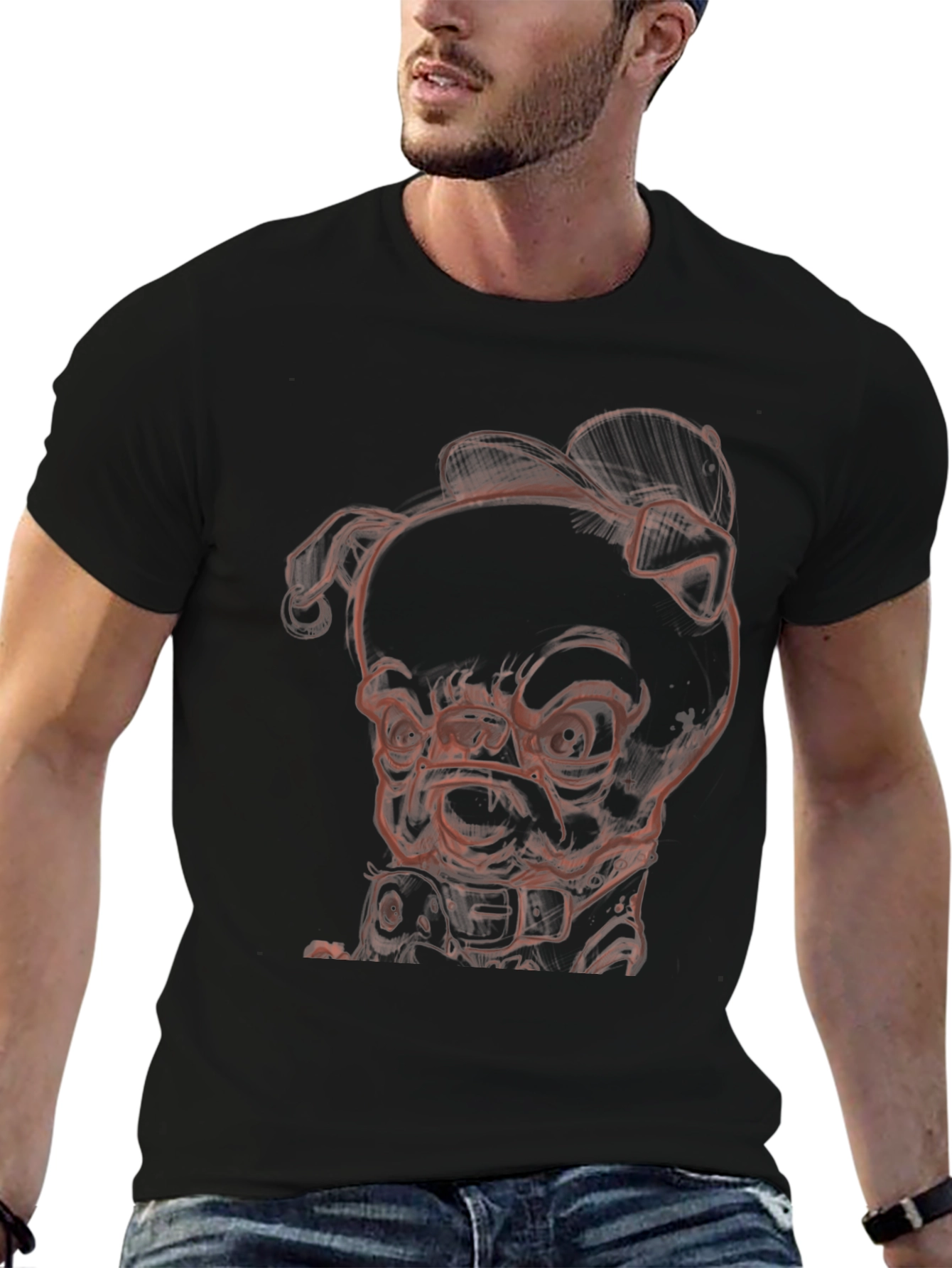 Cool Dog Graphic Tee - Black Cotton Blend