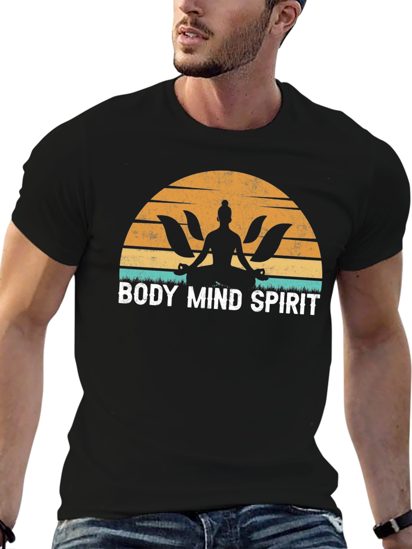 Body Mind Spirit Yoga Black T-Shirt