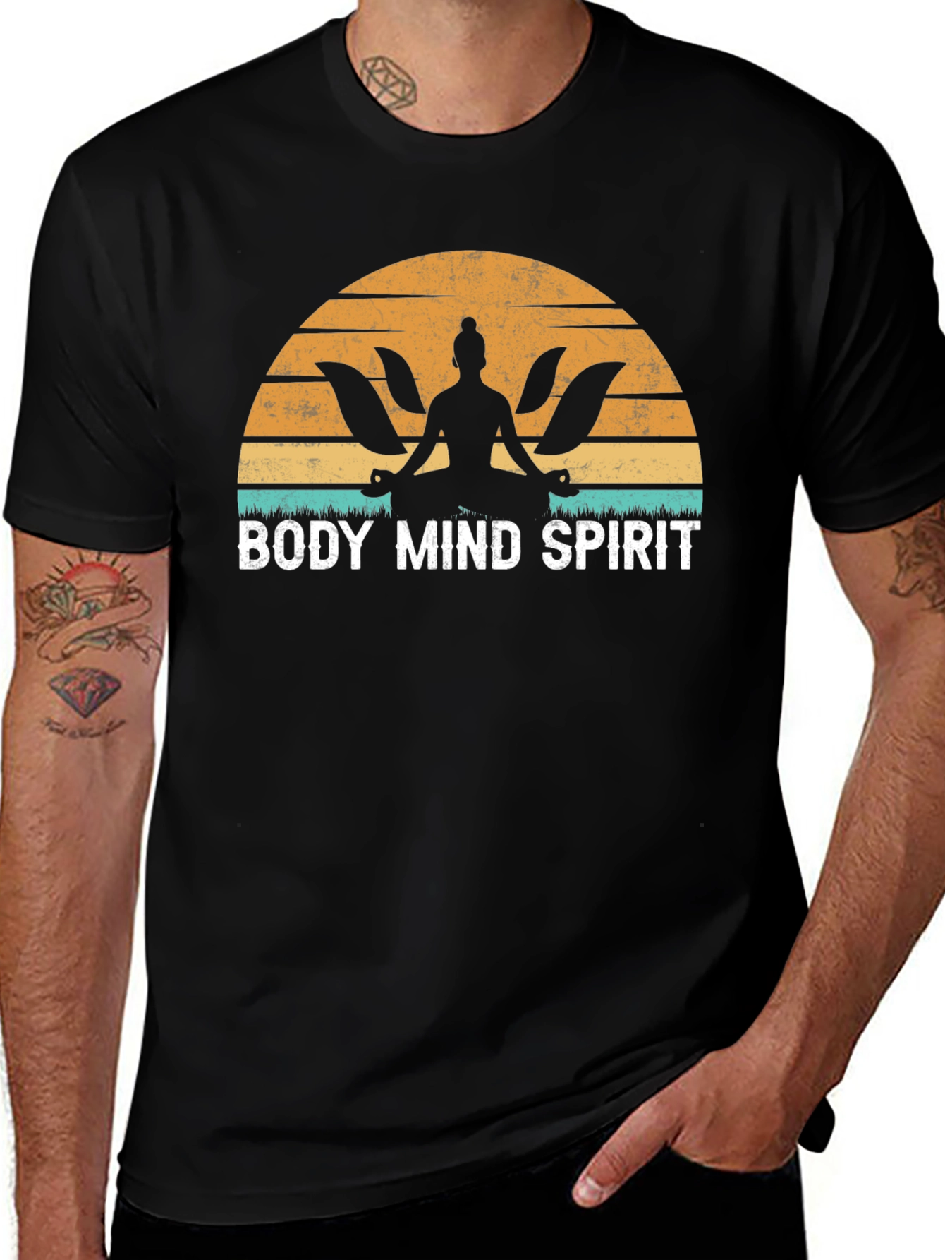 Body Mind Spirit Yoga Black T-Shirt