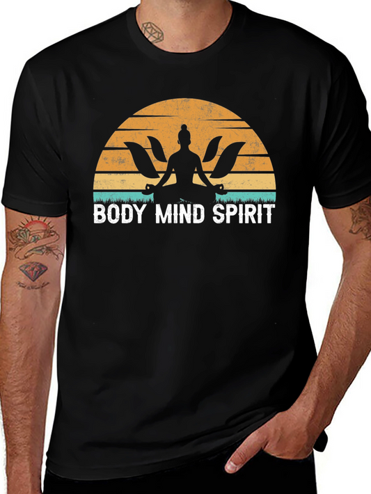 Body Mind Spirit Yoga Black T-Shirt