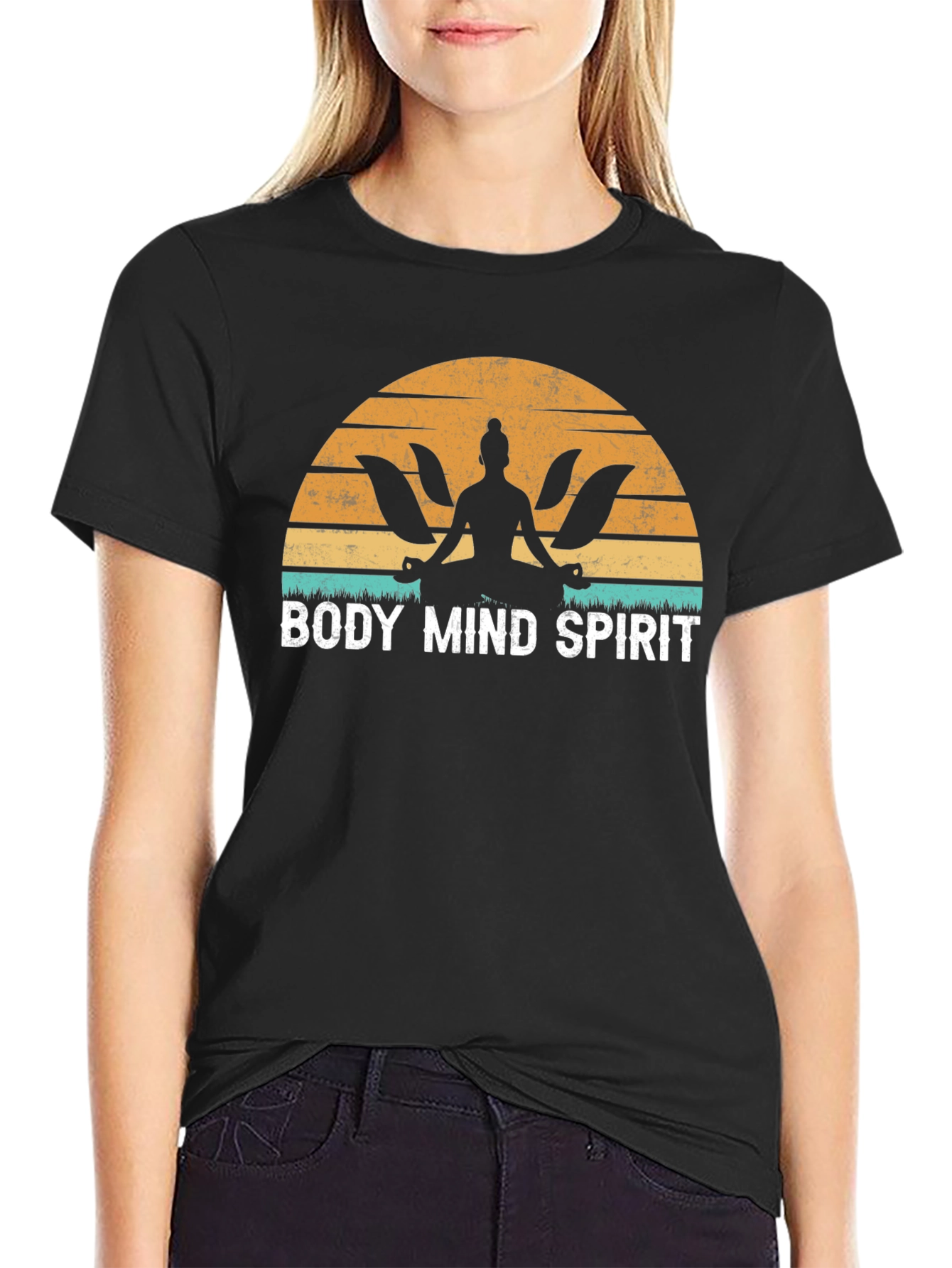 Body Mind Spirit Yoga Black T-Shirt