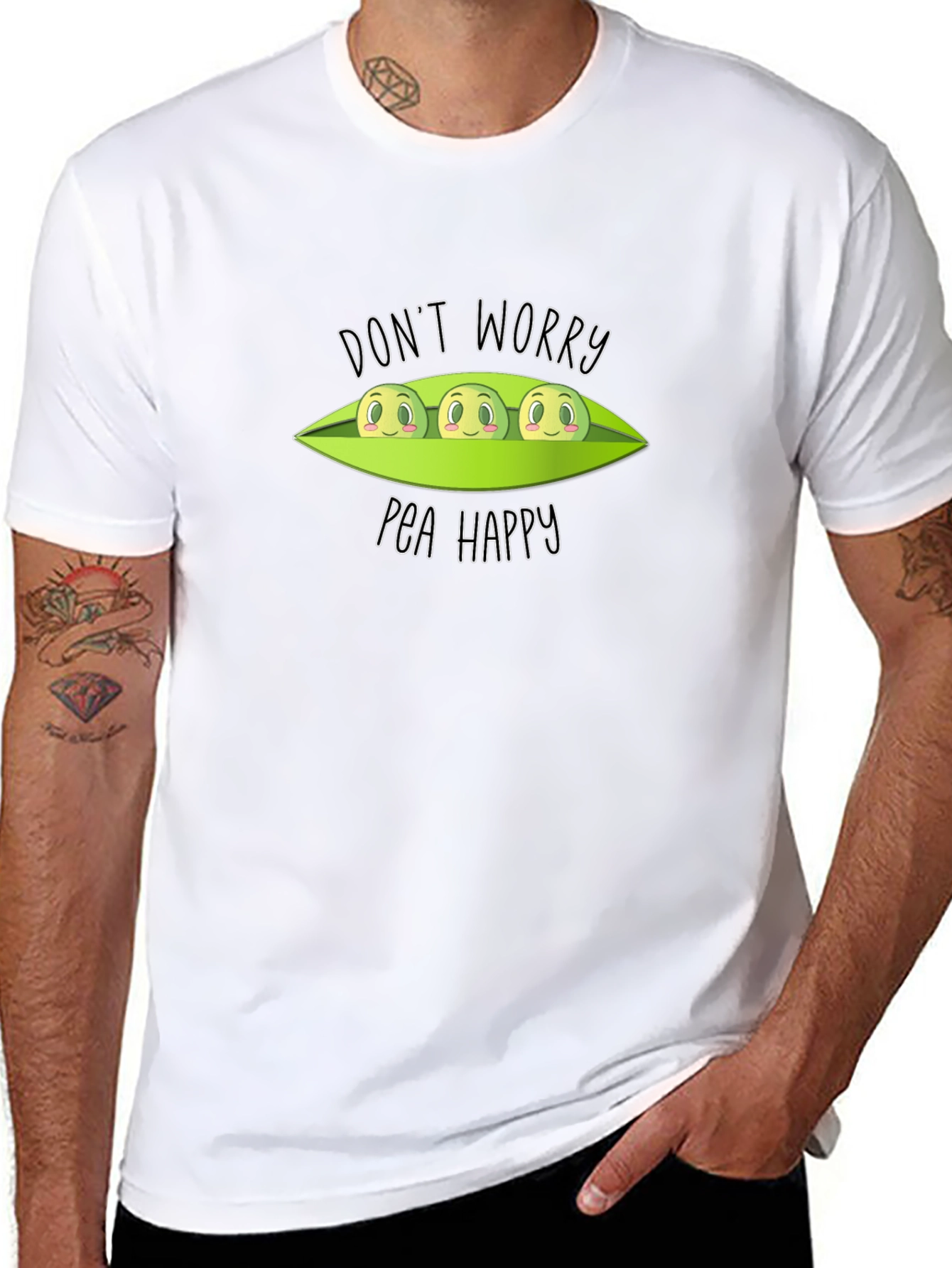 Dont Worry Pea Happy Black T-Shirt