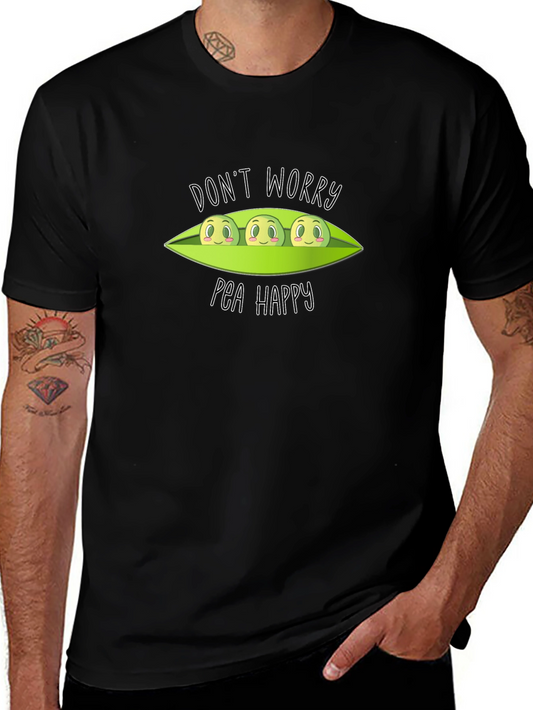 Dont Worry Pea Happy Black T-Shirt