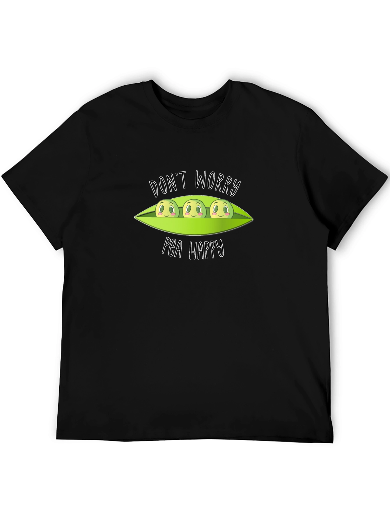 Dont Worry Pea Happy Black T-Shirt