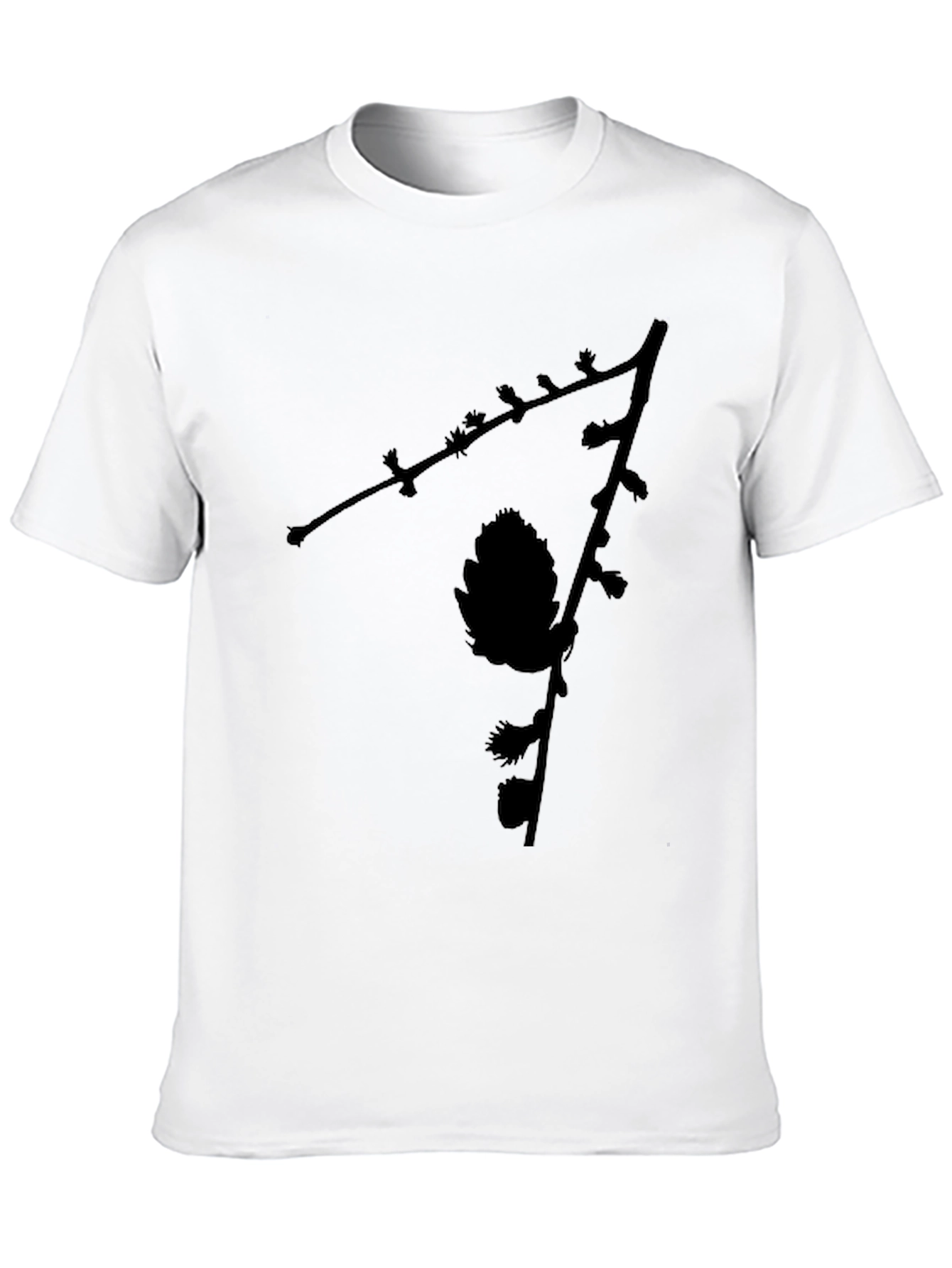Black Pinecone Branch Graphic Tee - Nature Inspired Menswear