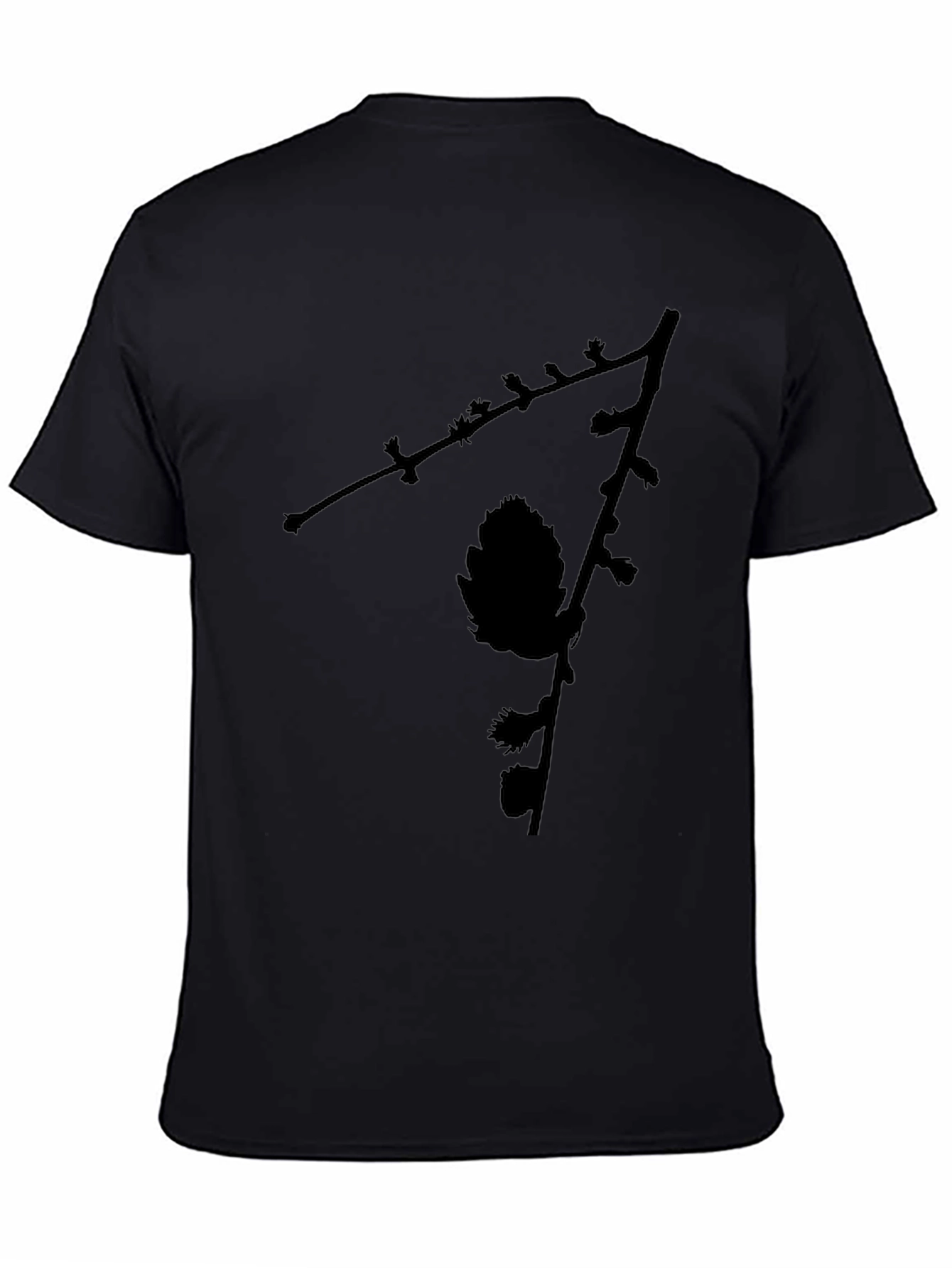 Black Pinecone Branch Graphic Tee - Nature Inspired Menswear